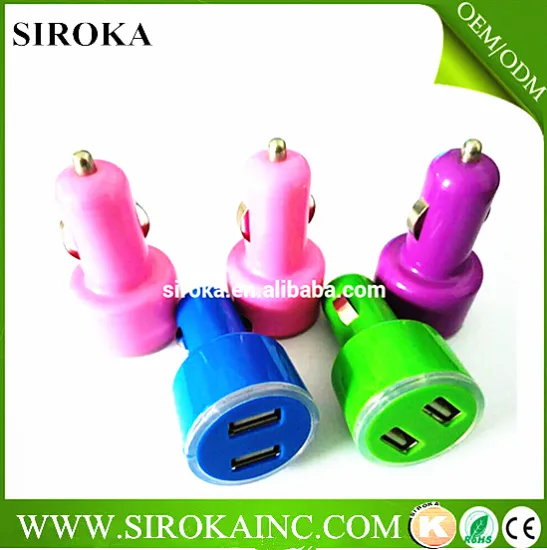 High Speed Car Charger 2 USB port DC 5v 3.1A Custom USB Car Charger For Tabltes