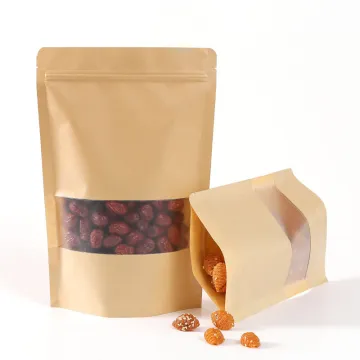 Zipper Kraft Food Packaging Paper Bags With Window