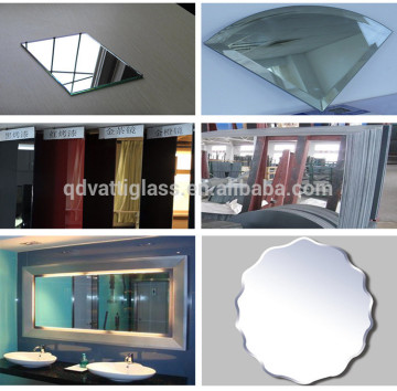 Customized new makeup bathroom mirror new design patterned plain mirror glass