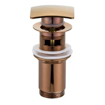 ND524-S RG Rose Golden Brass Square Top Basin Drainer with Overflow - Clic Clac Klik Klak