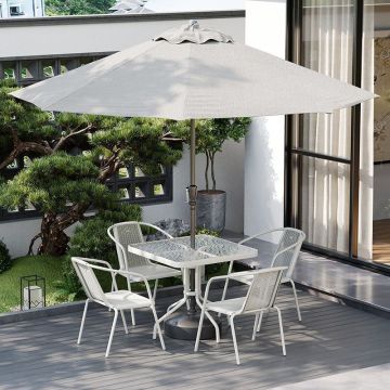 White Metal Frame Glass Folding Garden Table