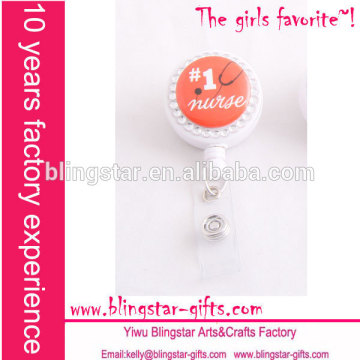 new design bling rhinestone nurse cute badge reel