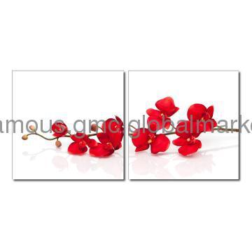 Red Flower Picture Set for Wall Decoration