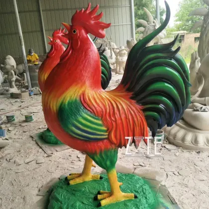 Custom large resin chicken sculpture fiberglass rooster statues for garden