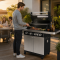 Parrilla de gas propano de 5 quemadores con quemador lateral