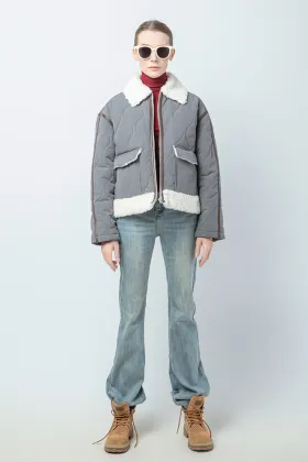 Grey Quilted Short Jacket