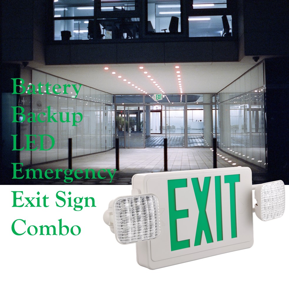 Battery Backup LED emergency exit sign combo