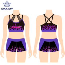 Cheerleading practice wear sports bra and shorts