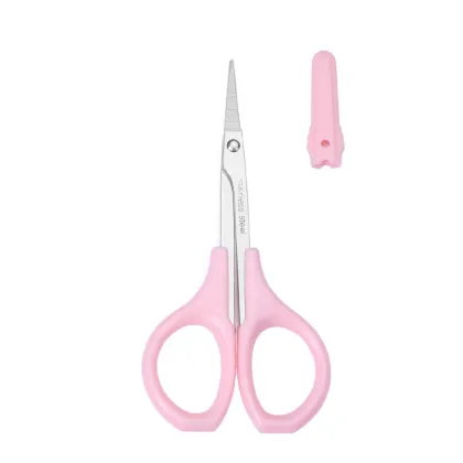 Curved Head Stainless Steel Safety Scissors for Makeup and Facial Hair Removal