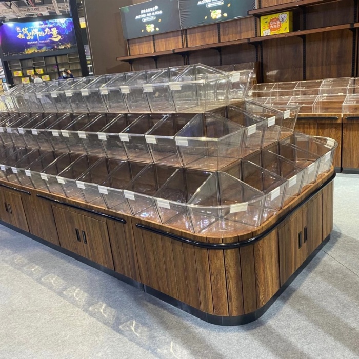 Bulk Food Cereal Wooden Display Shelf for Supermarket