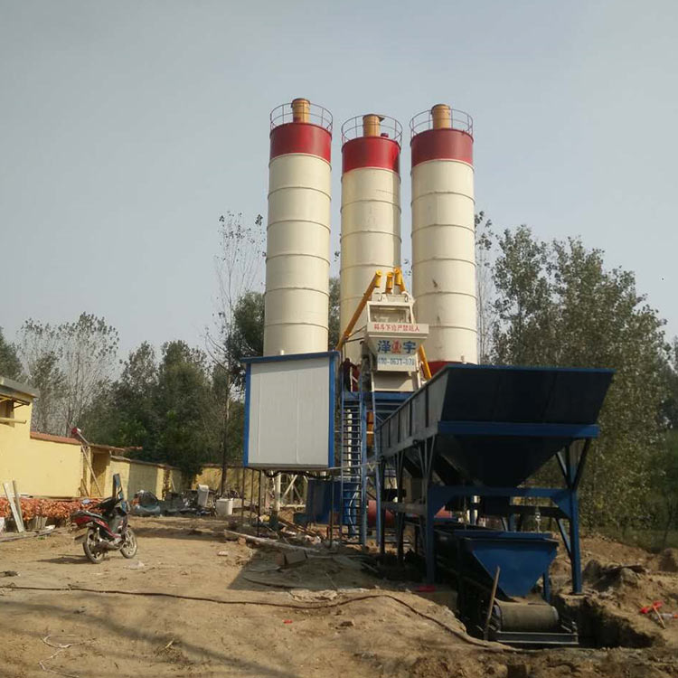 mini high quality hzs75 fixed concrete batching plant