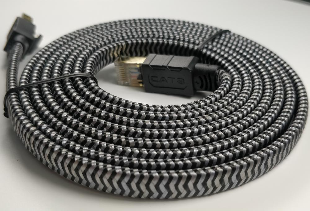 Cordon Internet pour ordinateur Câble tressé en nylon plat Cat8
