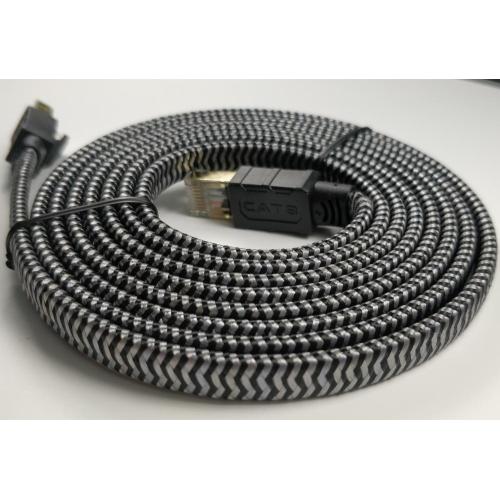 Computer Internet Cord Cat8 Flat Nylon Braided Cable