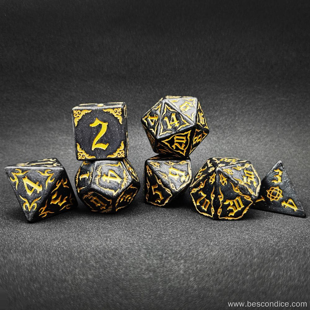 Bescon Giant Fire-Patterned DND Dice Set 1 Inch (25MM) , Oversized D&D Dice Set for Dungeons and Dragons Role Playing Games