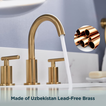 High End Brass Gold Bathroom Fixtures Sink Faucet