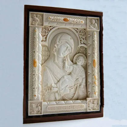 Handmade Stone Parents With Baby Child Wall Relief Art Family Sculpture