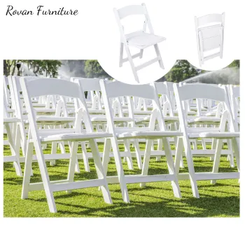 RTS TOP American Plastic White PP Resin Outdoor Folding Chair with Cushion