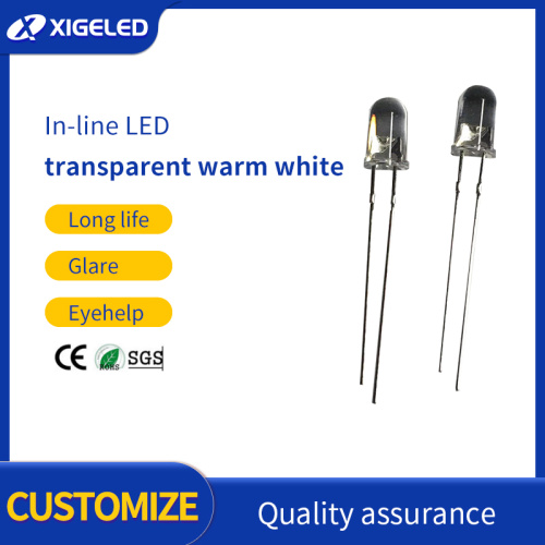 Illumination LED In-line LED 5mm transparent white hair warm white Manufactory