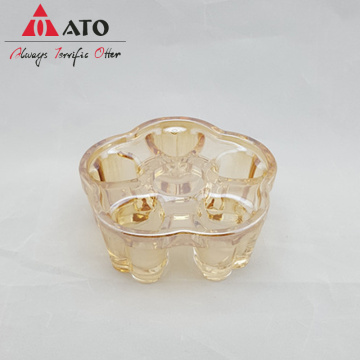 ATO Clear amber machine made glass candle holder