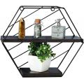 Black Hexagon Floating Shelves for Wall