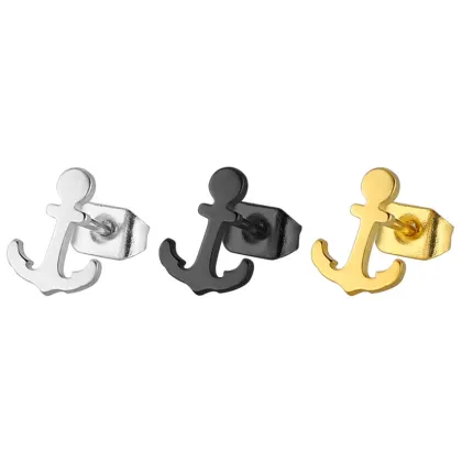 Tiny gold plated anchor stud earrings