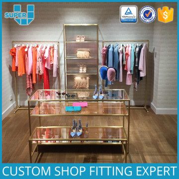 Custom Fashion Modern Retail Store Garment Display Glass Rack