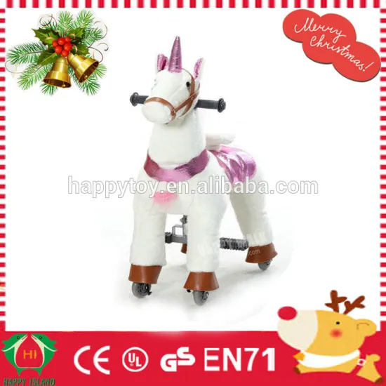 HI CE plush stuffed kiddie Christmas ride on riding horse pony toy