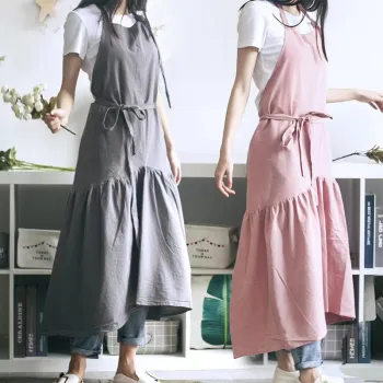 Japanese and Korean Style Cotton and Linen Fishtail Apron for Supermarket, Flower Shop, and Nail Salon
