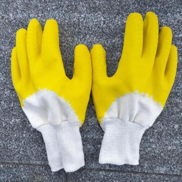 Gelbe Latex Flanell Futter Handschuhe stricken Handgelenk