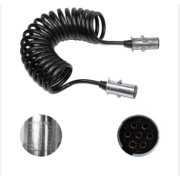 7-CORE Heavy Duty Trailer Plug Connector - Best Quality Spiral Power Cable for Brake Systems