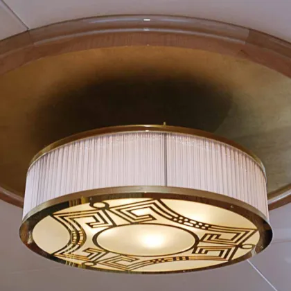 Restaurant lighting high round gold crystal ceiling light