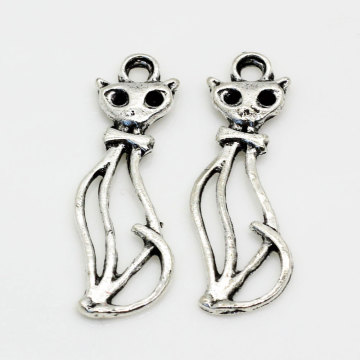 Do otworu Alloy Metal Kitten Cat Charms wisiorek do bransoletki DIY naszyjnik tworzenia biżuterii