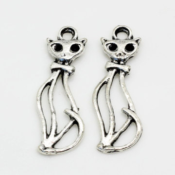 Naar Gat Legering Metalen Kitten Kat Charms Hanger Voor DIY Armband Ketting Sieraden Maken: