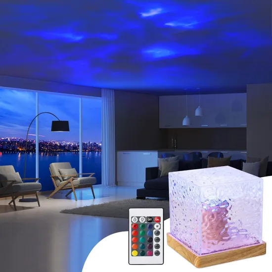 3/16 Colors Water Ripple Projector Night Light - Flame Crystal Lamp for Home Decoration & Gift