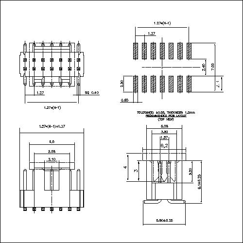 BHAM07-XG0BBW 1.27 mm BOX HEADER WITH THE KEY,SMT H=2.54MM