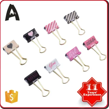 19mm Promotional custom OEM printing metal gold handle binder clips unique paper clips