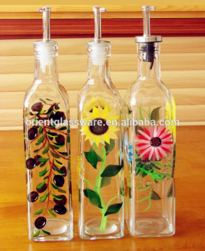 High quality clear glass olive oil bottle with lid