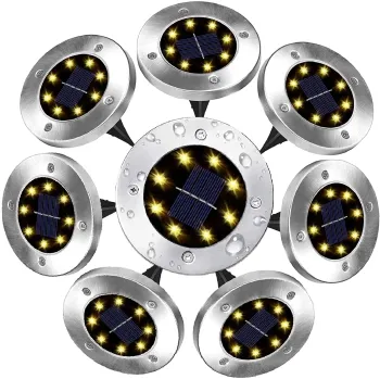 IP65 Waterproof 8-LED Warm White Landscape Garden Lights: Outdoor Patio, Pathway, and Inground Disk Light with AC Power (12V Input) - Find Your Perfect Lighting Solution
