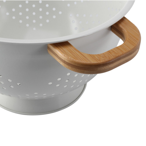 Bamboo Handle Iron powder coating Colander