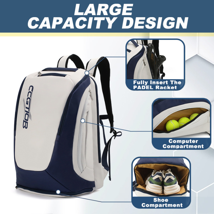 Portable Pickleball Padel Racket Bag with Large Capacity