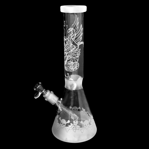 Hög borosilikat glasblomma och skalle mönster sandlast glasrökning vatten rör bägare form glas bong