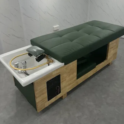 Modern Wooden Hair Washing Spa Salon Furniture Thai Shampoo Bed