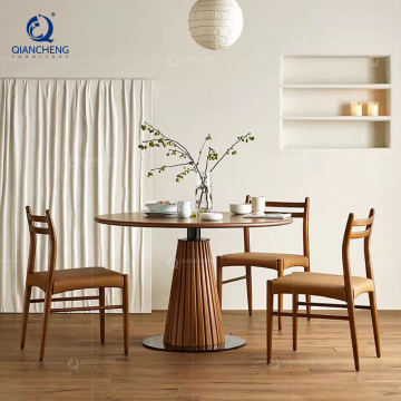 Ronde houten middentafel met metalen basis - Aangepaste machinaal vaste houten koffie en eettafel