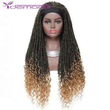 Wholesale Synthetic Headband Braids Hair Wig Liberty Goddess 26" Long Crochet Braid Curly Wigs Machine-made Y Demand