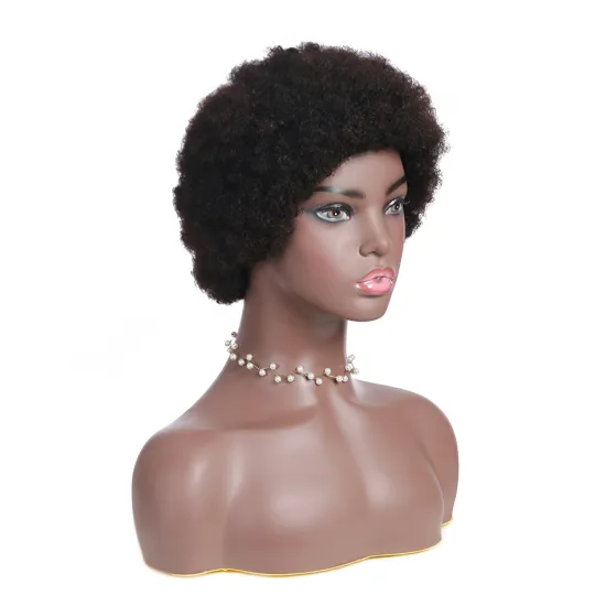 Wholesale Short Afro Curly Wig Pixie Cut Machine Made Wigs Short Human Hair Wigs for Black Women Natural Color 8inch Long