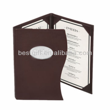 3 fold menu holder, leather padding menu holder
