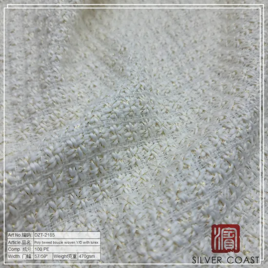 Poly tweed boucle yarn dyed with lurex