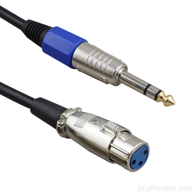 Microfone de áudio de microfone personalizado Jack XLR 3pin fêmea para TRS 6,35 mm 1/4 polegada Cabo DMX