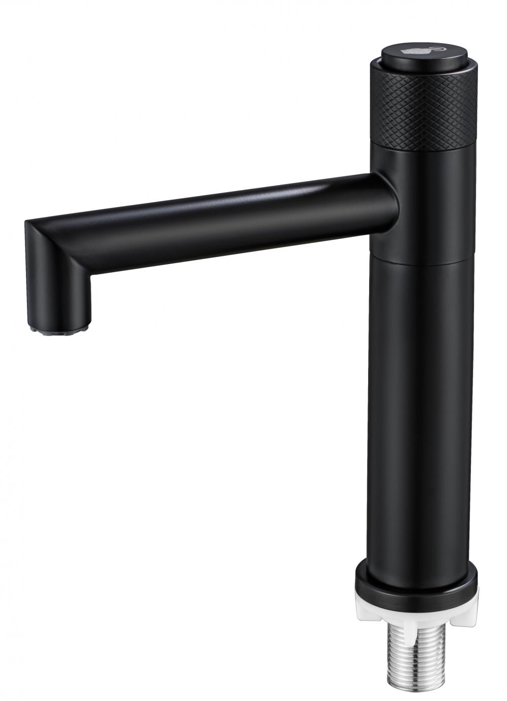 Modern matte black button single cold basin faucet