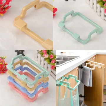 Kitchen Cupboard Back Trash Bag Rack Cabinet Door Garbage Bag Holder Hanging Kitchen Cabinet Hanging Trash Rack kitchen Tools 71